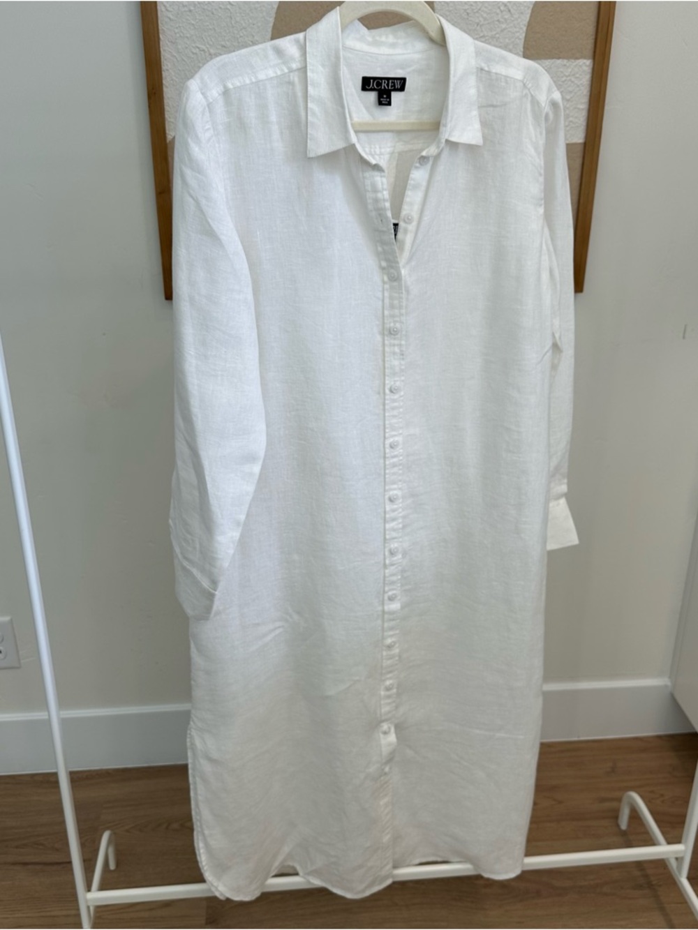J.Crew White Linen Button-Up Dress